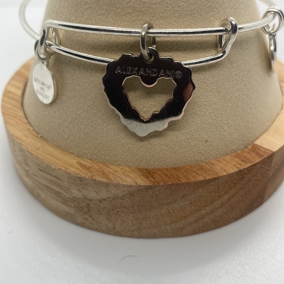 Alex & Ani Set of 2 Shiny Silver Bangles /Family/Colored Heart Charms/EUC - Picture 9 of 9